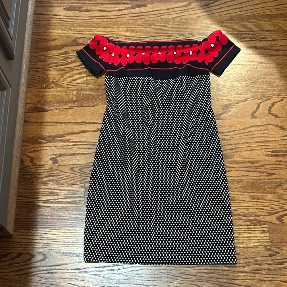 Frank Lyman Design Black and Red Polka Dot Mini Dress
